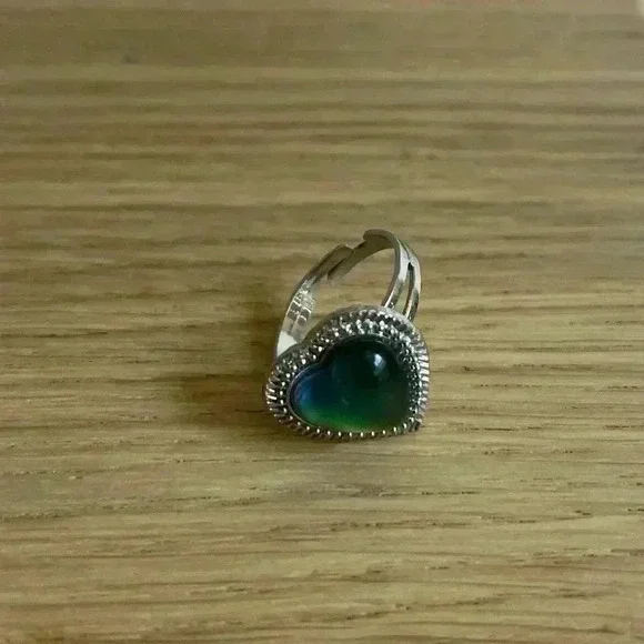 Mood Ring Warm Water Changing Temperature Drop Ring Gift Size 8-9 Cute Heart - Picture 3 of 8
